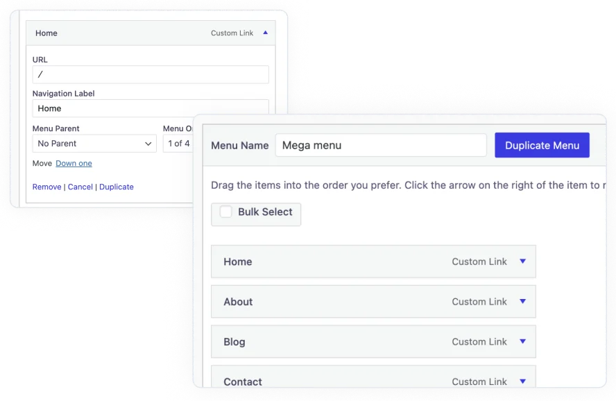 WordPress menu duplicator